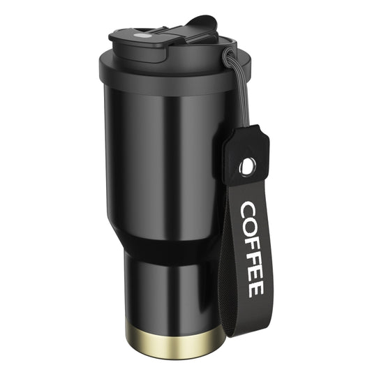 Edelstahl-Kaffeebecher fürs Auto, doppelwandig, vakuumisoliert, hält kalt, mit Trageband, 600 ml