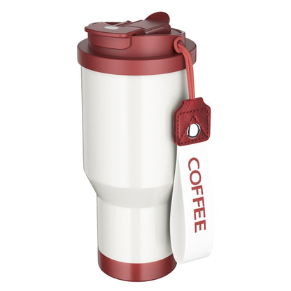 Edelstahl-Kaffeebecher fürs Auto, doppelwandig, vakuumisoliert, hält kalt, mit Trageband, 600 ml