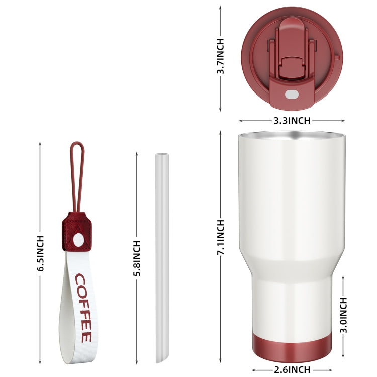 Edelstahl-Kaffeebecher fürs Auto, doppelwandig, vakuumisoliert, hält kalt, mit Trageband, 600 ml