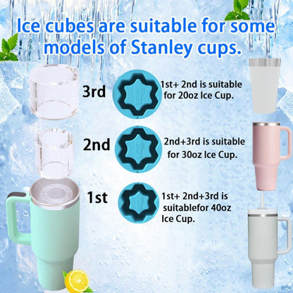 Für Stanley Silikon-Eisfach mit großem Fassungsvermögen, Eisform mit Deckel, Schneeflocke Blau, Schneeflocke Grün, Schneeflocke Pink, Tasse Blau, Tasse Grün, Tasse Pink