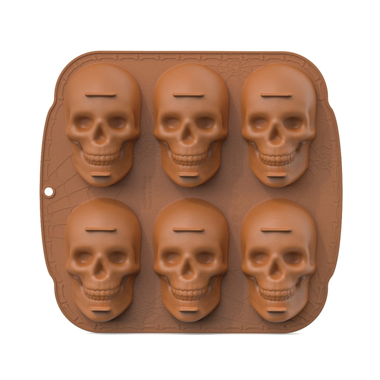 Single Sided 6 Skulls Halloween Silicone Mold, 6 Skulls