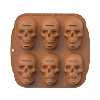 Single Sided 6 Skulls Halloween Silicone Mold, 6 Skulls