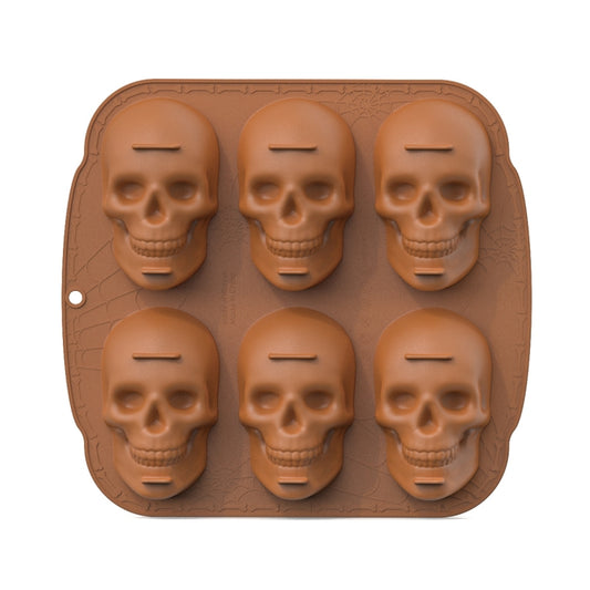 Einseitige 6 Totenköpfe Halloween Silikonform, 6 Totenköpfe