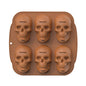 Single Sided 6 Skulls Halloween Silicone Mold, 6 Skulls