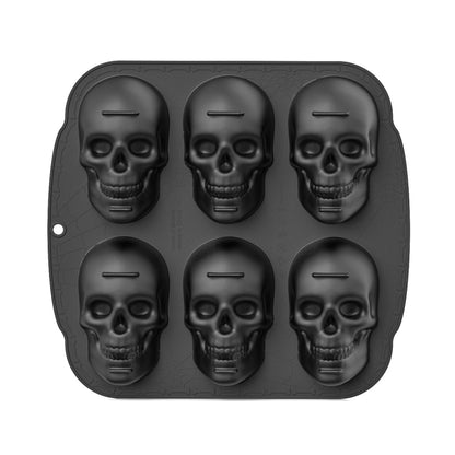 Single Sided 6 Skulls Halloween Silicone Mold, 6 Skulls