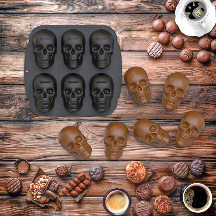 Single Sided 6 Skulls Halloween Silicone Mold, 6 Skulls