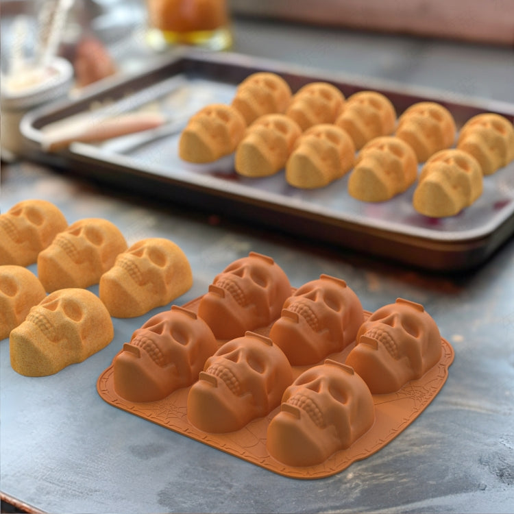 Single Sided 6 Skulls Halloween Silicone Mold, 6 Skulls