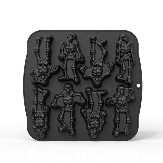 8 Gitter Totenkopf Kuchenform Halloween Silikonform, 8 Gitter Totenköpfe
