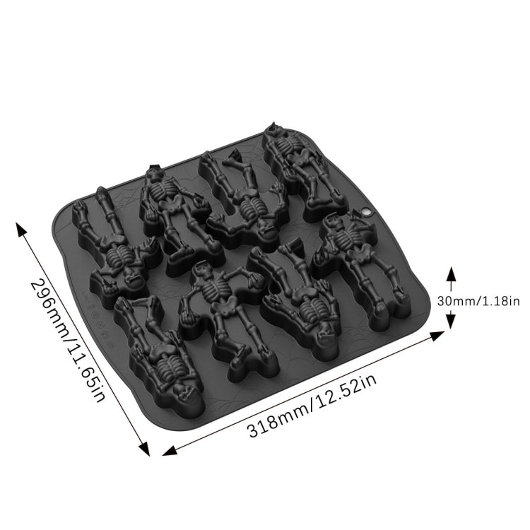 8 Gitter Totenkopf Kuchenform Halloween Silikonform, 8 Gitter Totenköpfe