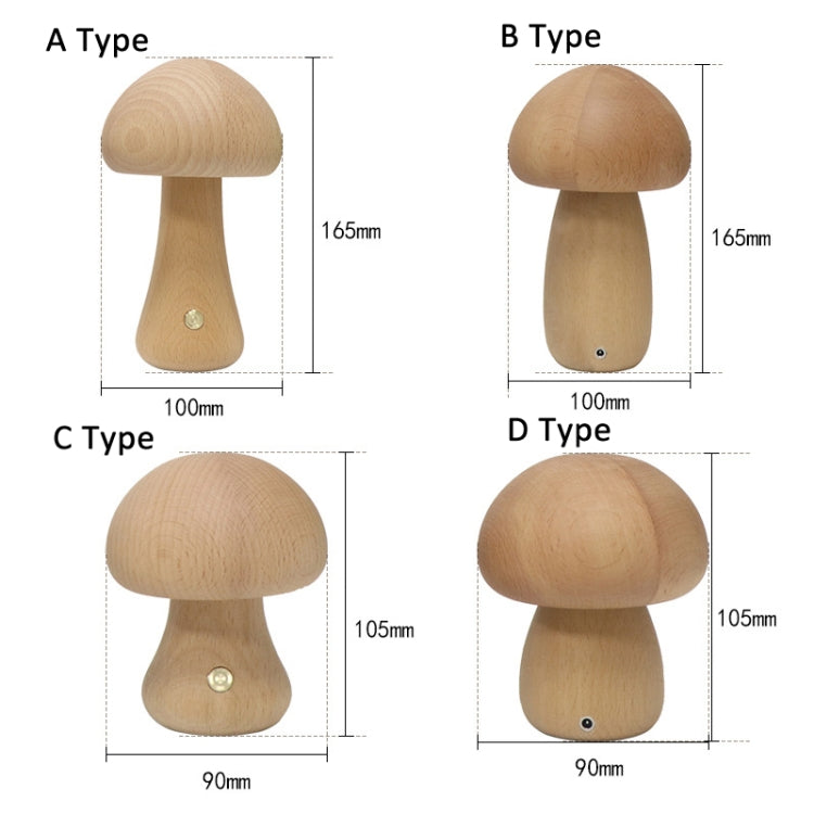 Mushroom Shape Night Light Touch Control Dimmable Bedside Atmosphere Lamp, A Type Beech, A Type Walnut, A Type Mixed, B Type Beech, B Type Walnut, B Type Mixed, C Type Beech, D Type Beech