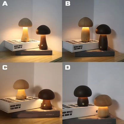Mushroom Shape Night Light Touch Control Dimmable Bedside Atmosphere Lamp, A Type Beech, A Type Walnut, A Type Mixed, B Type Beech, B Type Walnut, B Type Mixed, C Type Beech, D Type Beech