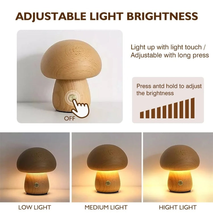 Mushroom Shape Night Light Touch Control Dimmable Bedside Atmosphere Lamp, A Type Beech, A Type Walnut, A Type Mixed, B Type Beech, B Type Walnut, B Type Mixed, C Type Beech, D Type Beech