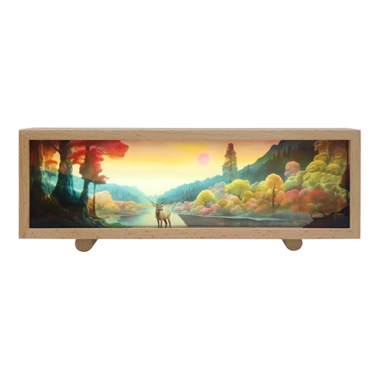Touch Control Wooden Acrylic Atmosphere Lightbox Decoration Painting Night Light, Warm Light, 3 Color Light