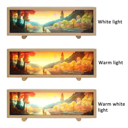 Touch Control Holz Acryl Atmosphäre Leuchtkasten Dekoration Malerei Nachtlicht, warmes Licht, 3-Farben-Licht