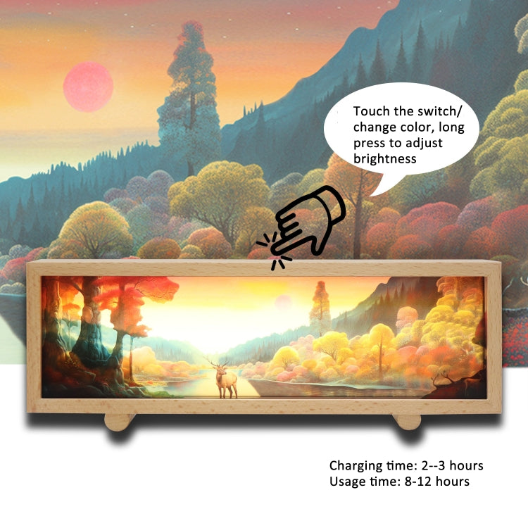 Touch Control Holz Acryl Atmosphäre Leuchtkasten Dekoration Malerei Nachtlicht, warmes Licht, 3-Farben-Licht