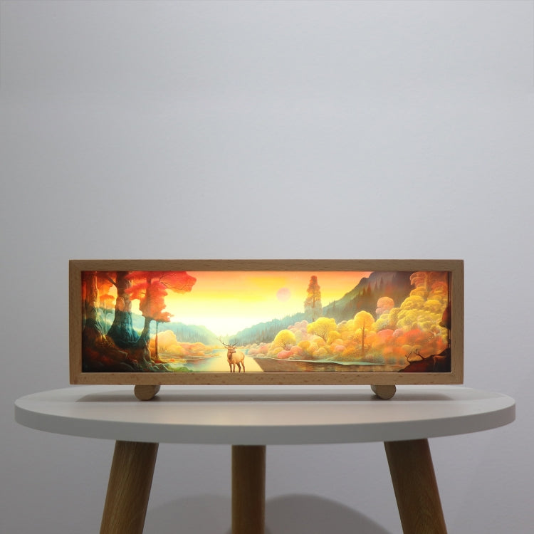 Touch Control Holz Acryl Atmosphäre Leuchtkasten Dekoration Malerei Nachtlicht, warmes Licht, 3-Farben-Licht