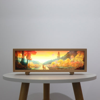 Touch Control Holz Acryl Atmosphäre Leuchtkasten Dekoration Malerei Nachtlicht, warmes Licht, 3-Farben-Licht