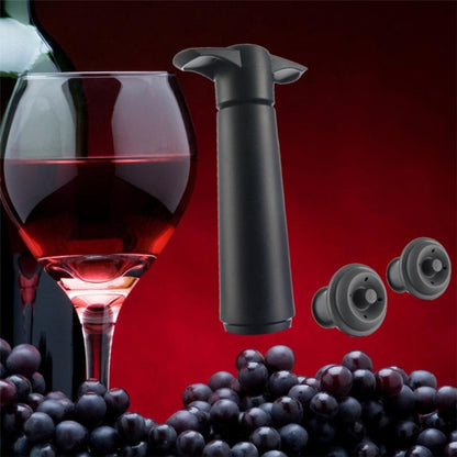 Rotwein-Vakuumpumpe, Weinverschluss-Set aus Silikon, schwarze Pumpe, 2 Verschlussstopfen (OPP-Beutel), schwarze Pumpe, 2 Verschlussstopfen (Box), 2 Verschlussstopfen mit drei Löchern (OPP-Beutel), schwarze Pumpe, dreiteilige Box