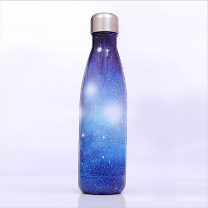 Thermobecher mit Sternenhimmel-Muster, Vakuumflasche, Wärmewasserflasche, tragbarer Sportkessel aus Edelstahl, 500 ml