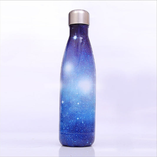 Thermobecher mit Sternenhimmel-Muster, Vakuumflasche, Wärmewasserflasche, tragbarer Sportkessel aus Edelstahl, 500 ml