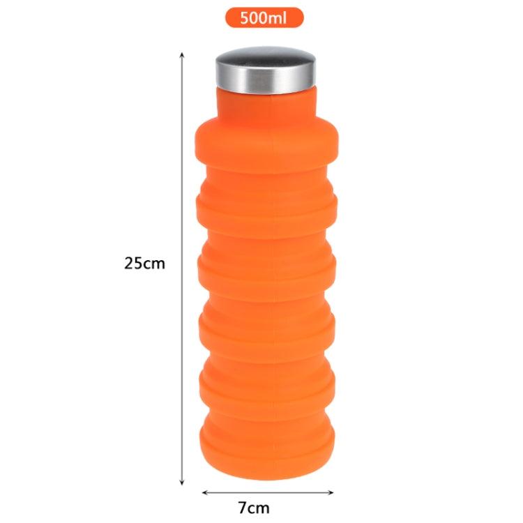 Tragbare Silikon-Wasserflasche, einziehbar, faltbar, Kaffeeflasche, für Outdoor-Reisen, Trinken, Sportgetränk, Wasserkocher, Fassungsvermögen: 500 ml, Grau, Orange, Blau, Lila