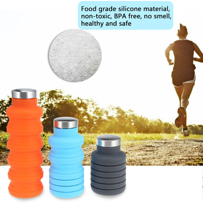 Tragbare Silikon-Wasserflasche, einziehbar, faltbar, Kaffeeflasche, für Outdoor-Reisen, Trinken, Sportgetränk, Wasserkocher, Fassungsvermögen: 500 ml, Grau, Orange, Blau, Lila