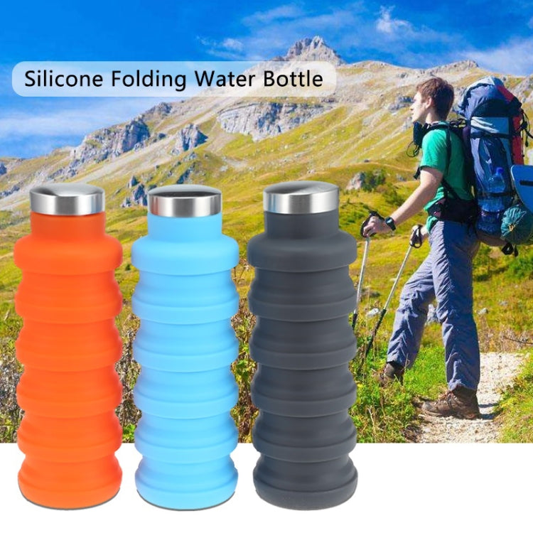 Tragbare Silikon-Wasserflasche, einziehbar, faltbar, Kaffeeflasche, für Outdoor-Reisen, Trinken, Sportgetränk, Wasserkocher, Fassungsvermögen: 500 ml, Grau, Orange, Blau, Lila