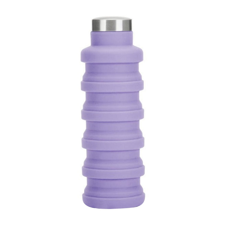 Tragbare Silikon-Wasserflasche, einziehbar, faltbar, Kaffeeflasche, für Outdoor-Reisen, Trinken, Sportgetränk, Wasserkocher, Fassungsvermögen: 500 ml, Grau, Orange, Blau, Lila