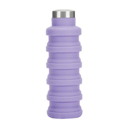 Tragbare Silikon-Wasserflasche, einziehbar, faltbar, Kaffeeflasche, für Outdoor-Reisen, Trinken, Sportgetränk, Wasserkocher, Fassungsvermögen: 500 ml, Grau, Orange, Blau, Lila