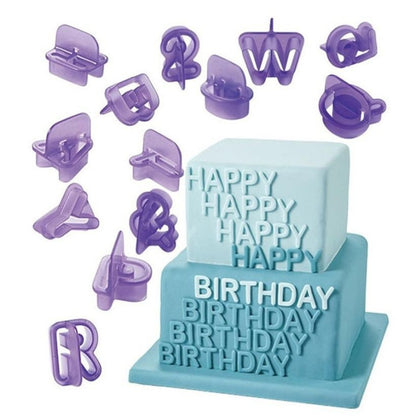 40pcs / Set Alphanumeric Plastic Cookie Molds Symbol Fondant Cake Decorative Printing Molds, Alphanumeric Shape
