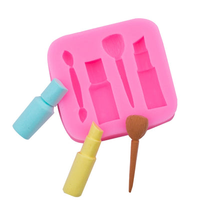 2 Stück Lippenstift-Augenbrauenstift-Make-up-Werkzeugform, Silikonform für Fondantkuchen, Schokoladenform, Tonform, Augenbrauenstiftform