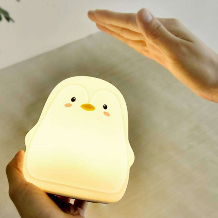 Pinguin Silikon Pat Nachtlicht Kinder Nachttisch Atmosphäre Lampe, Pinguin Weiß