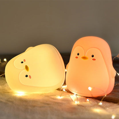 Pinguin Silikon Pat Nachtlicht Kinder Nachttisch Atmosphäre Lampe, Pinguin Weiß
