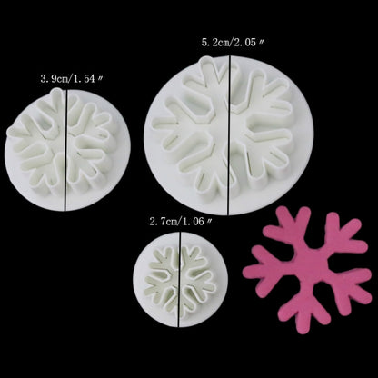 6 Stück Schneeflocken-Federform, Fondant-Kuchenwerkzeug, Keksprägedruckform, DIY-Backwerkzeuge, Schneeflockenform
