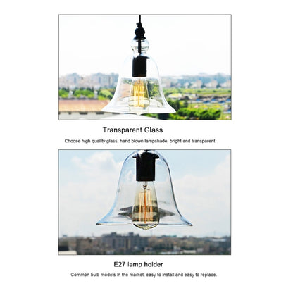 E27 Retro Industrie Hängelampe Kleine Glocke Transparent Glas Pendelleuchte