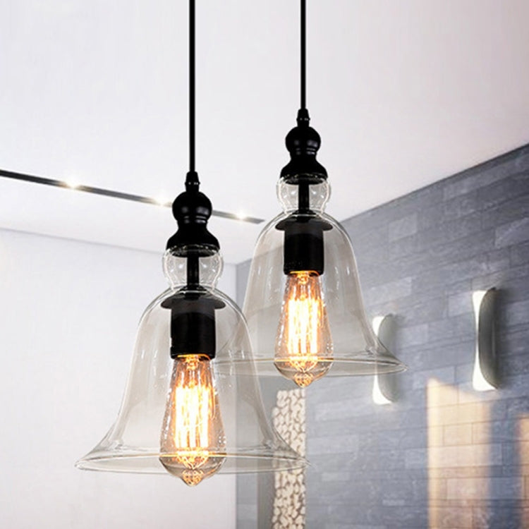 E27 Retro Industrie Hängelampe Kleine Glocke Transparent Glas Pendelleuchte