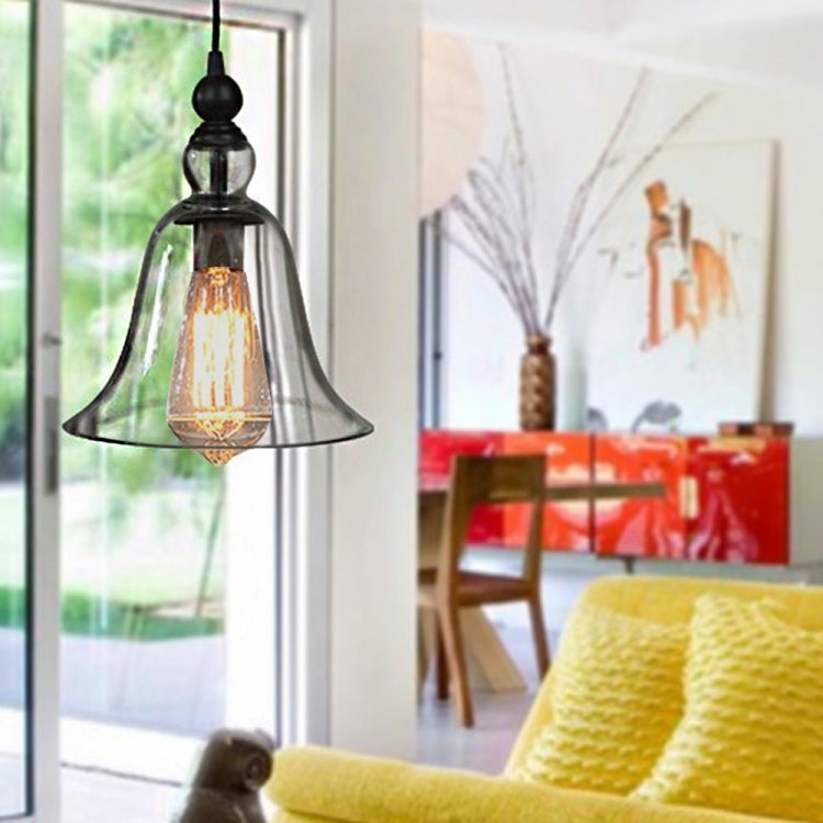 E27 Retro Industrie Hängelampe Kleine Glocke Transparent Glas Pendelleuchte