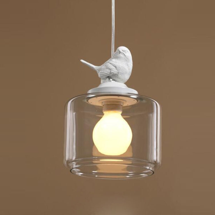 Nordische moderne Hängelampe, transparente Vogelkäfig-Glas-Pendelleuchte, LED, E27, Deckenleuchte, perfekt für Küche, Esszimmer, Schlafzimmer (kaltweiß)