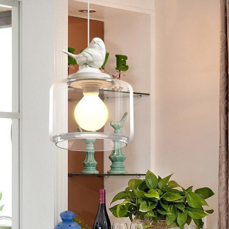 Nordische moderne Hängelampe, transparente Vogelkäfig-Glas-Pendelleuchte, LED, E27, Deckenleuchte, perfekt für Küche, Esszimmer, Schlafzimmer (kaltweiß)