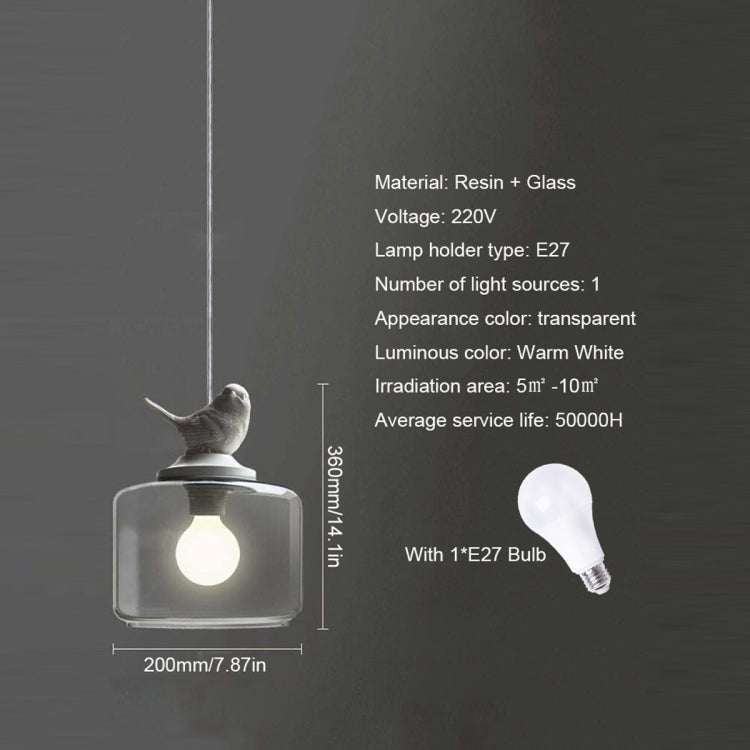 Nordische moderne Hängelampe, transparente Vogelkäfig-Glas-Pendelleuchte, LED, E27, Deckenleuchte, perfekt für Küche, Esszimmer, Schlafzimmer (kaltweiß)