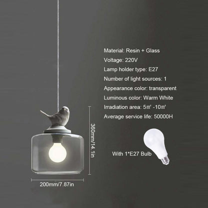 Nordische moderne Hängelampe, transparente Vogelkäfig-Glas-Pendelleuchte, LED, E27, Deckenleuchte, perfekt für Küche, Esszimmer, Schlafzimmer (kaltweiß)