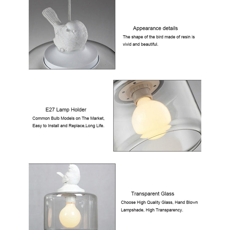 Nordische moderne Hängelampe, transparente Vogelkäfig-Glas-Pendelleuchte, LED, E27, Deckenleuchte, perfekt für Küche, Esszimmer, Schlafzimmer (kaltweiß)