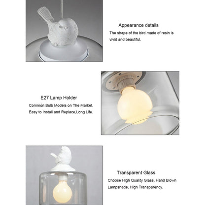 Nordische moderne Hängelampe, transparente Vogelkäfig-Glas-Pendelleuchte, LED, E27, Deckenleuchte, perfekt für Küche, Esszimmer, Schlafzimmer (kaltweiß)