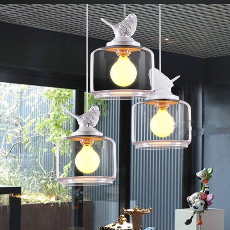 Nordische moderne Hängelampe, transparente Vogelkäfig-Glas-Pendelleuchte, LED, E27, Deckenleuchte, perfekt für Küche, Esszimmer, Schlafzimmer (kaltweiß)
