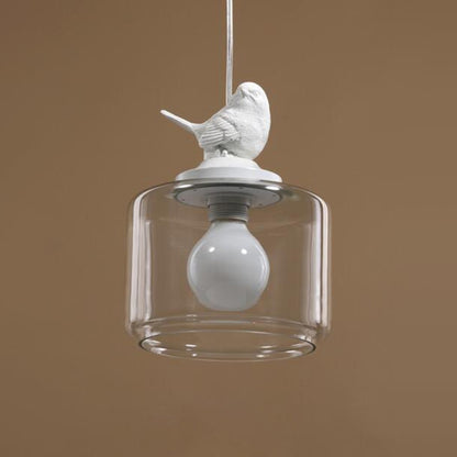 Nordische moderne Hängelampe, transparente Vogelkäfig-Glas-Pendelleuchte, LED, E27, Deckenleuchte, perfekt für Küche, Esszimmer, Schlafzimmer (kaltweiß)