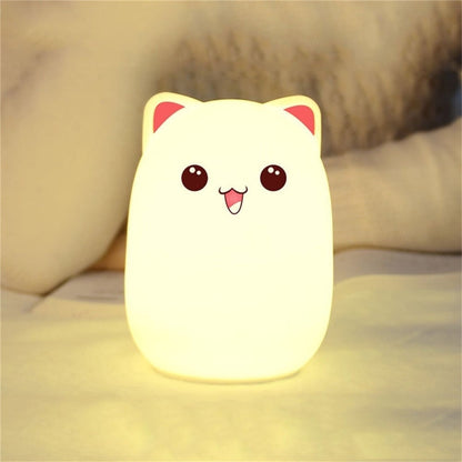 Farbwechselndes, weiches Nachtlicht in Katzenform, wiederaufladbar über USB, LED, Silikon