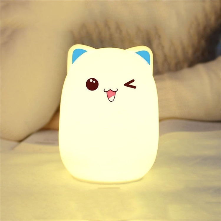 Farbwechselndes, weiches Nachtlicht in Katzenform, wiederaufladbar über USB, LED, Silikon