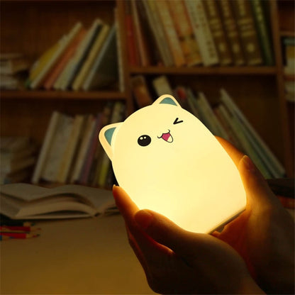 Farbwechselndes, weiches Nachtlicht in Katzenform, wiederaufladbar über USB, LED, Silikon