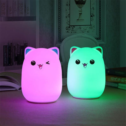 Farbwechselndes, weiches Nachtlicht in Katzenform, wiederaufladbar über USB, LED, Silikon