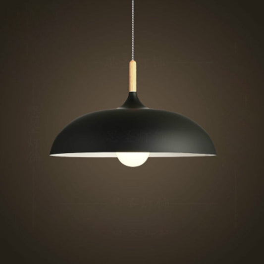 40W 45cm Minimalistische Kreative Persönlichkeit Halbrunder Deckel Kronleuchter Schmiedeeisen Einzelkopf Restaurant Wohnzimmer Hotel Lampen, 45cm Schwarz, 45cm Weiß